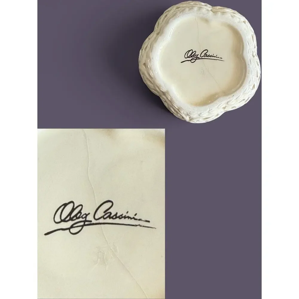 Vintage Oleg Cassini Reticulated Ceramic Trinket Box-Tea Light-Candle Holder-Lid